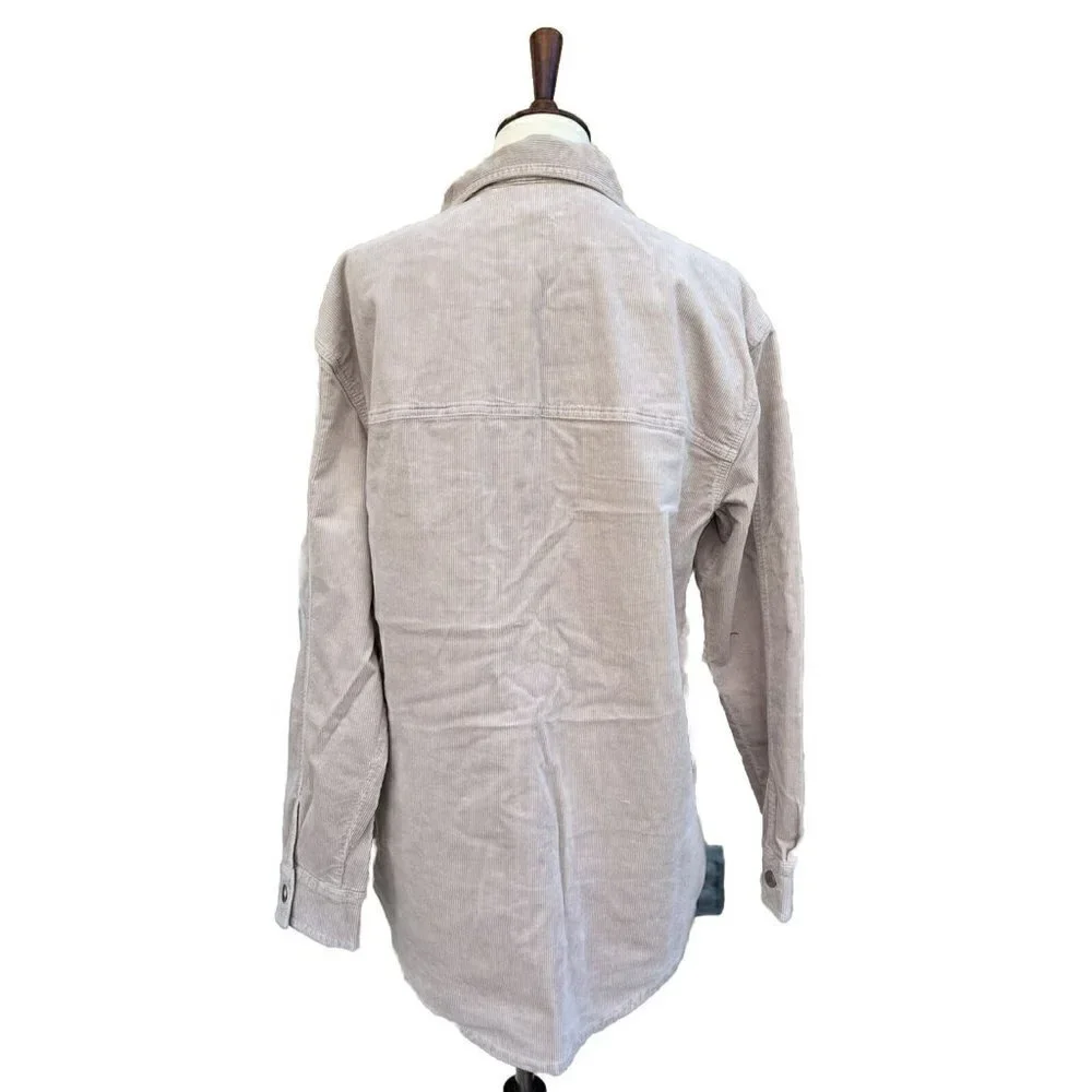 GOOD AMERICAN Corduroy Shacket In Bone Size 3/4 L/XL - Picture 3 of 10